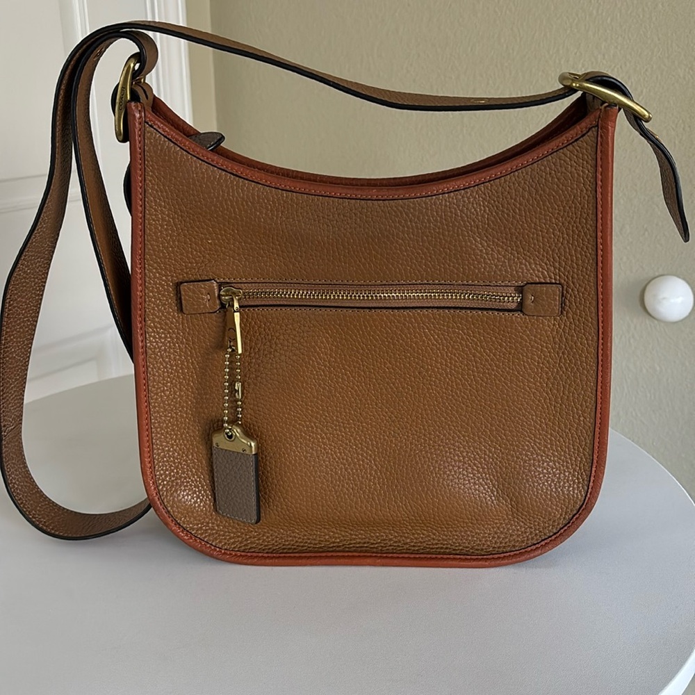 Coach Pebbled Leather Crossbody in Brown and Tan